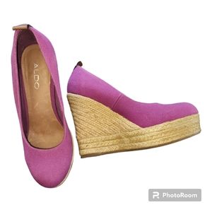 Like New! Aldo Purple Canvas Espadrille Heels